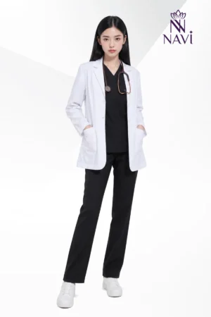 Áo blouse bác sĩ nữ kiểu vest đẹp, chuẩn quy định