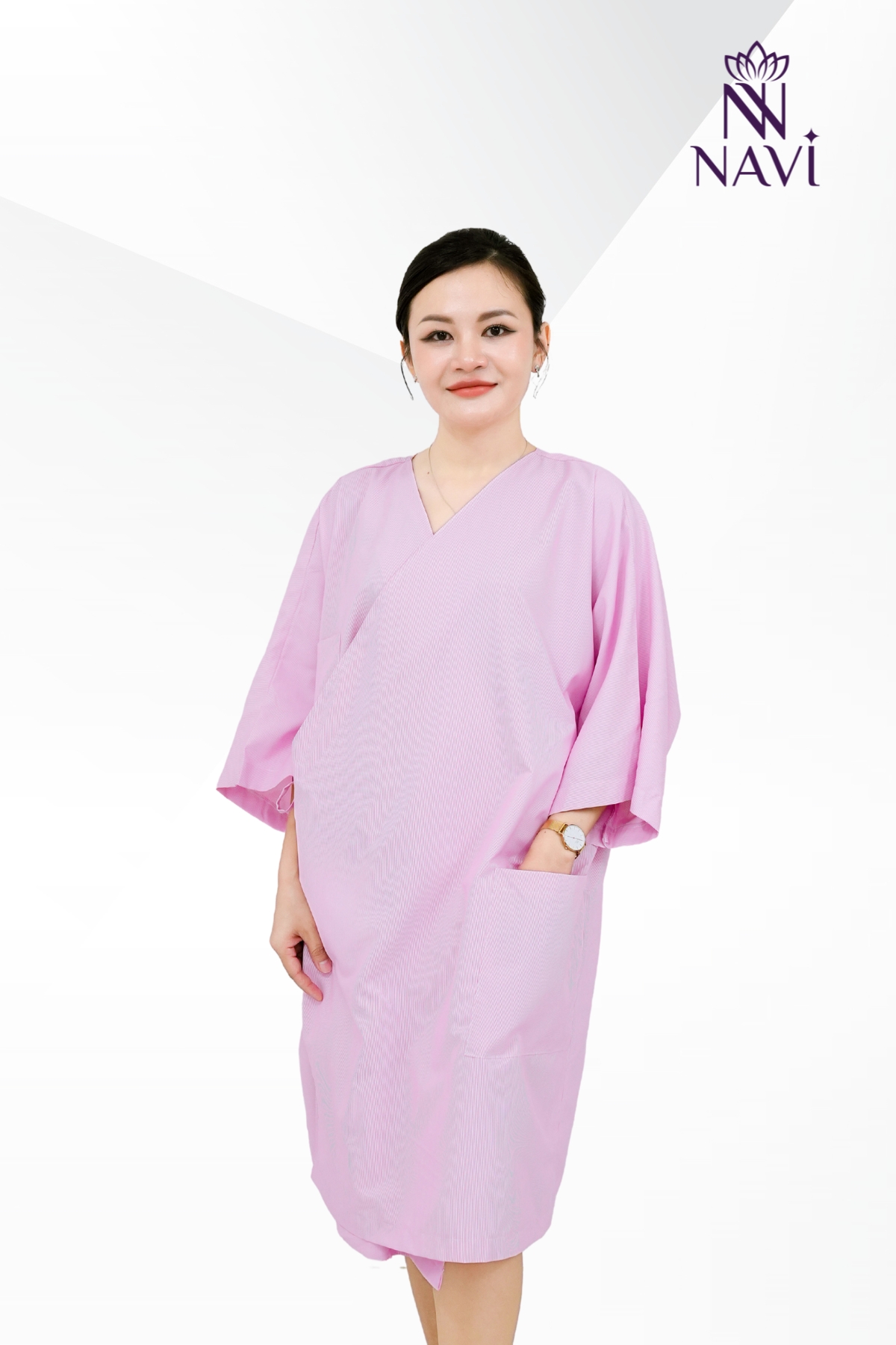 bo-do-benh-vien-navi-form-rong-co-tui Áo bệnh nhân nam nữ Navi có túi tiện lợi và dây cột bên hông