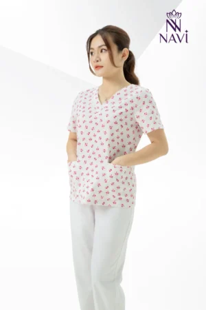 Bộ scrubs nữ đẹp thiết kế phối màu phù hợp phòng khám, khoa nhi NAVI