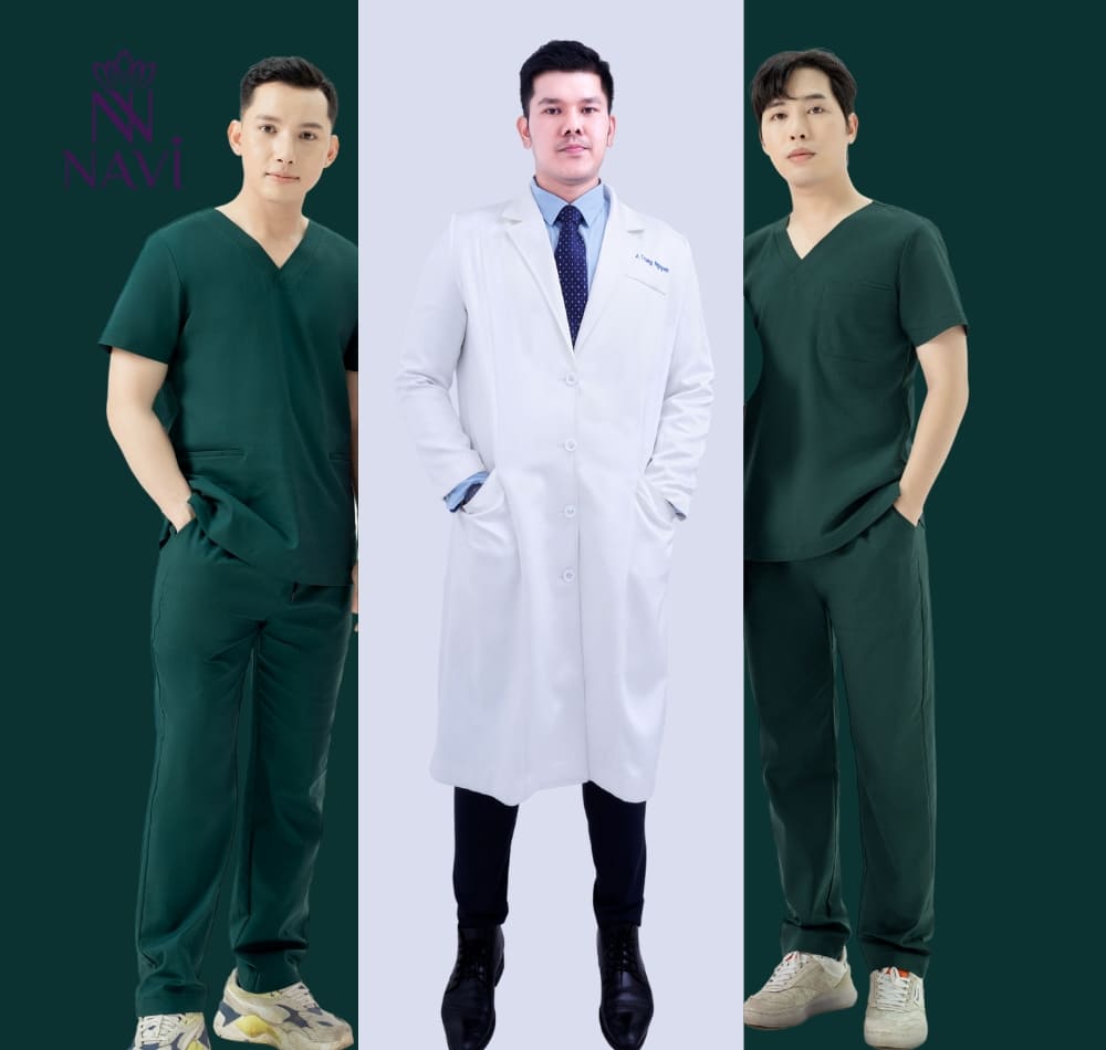 Đồng phục y tế nam đúng quy định kết hợp cùng yếu tố hiện đại