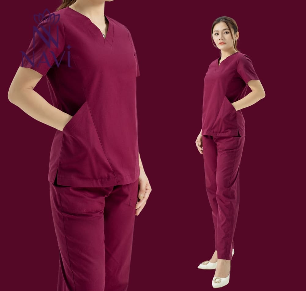 Scrubs nữ cổ tim phù hợp với nhân viên spa, điều dưỡng, bác sĩ trẻ nữ lẫn nam