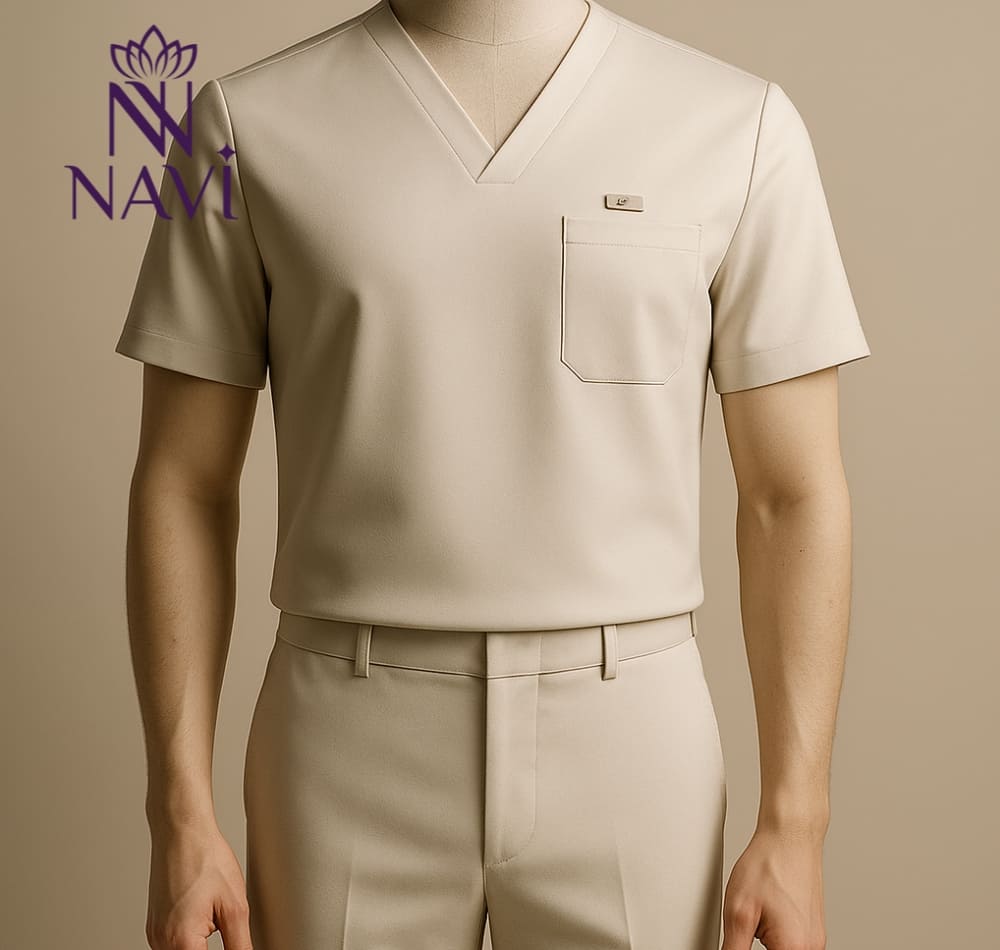 Đồng phục cho nam phối cùng quần tây sẽ tạo nên sự lịch lãm riêng