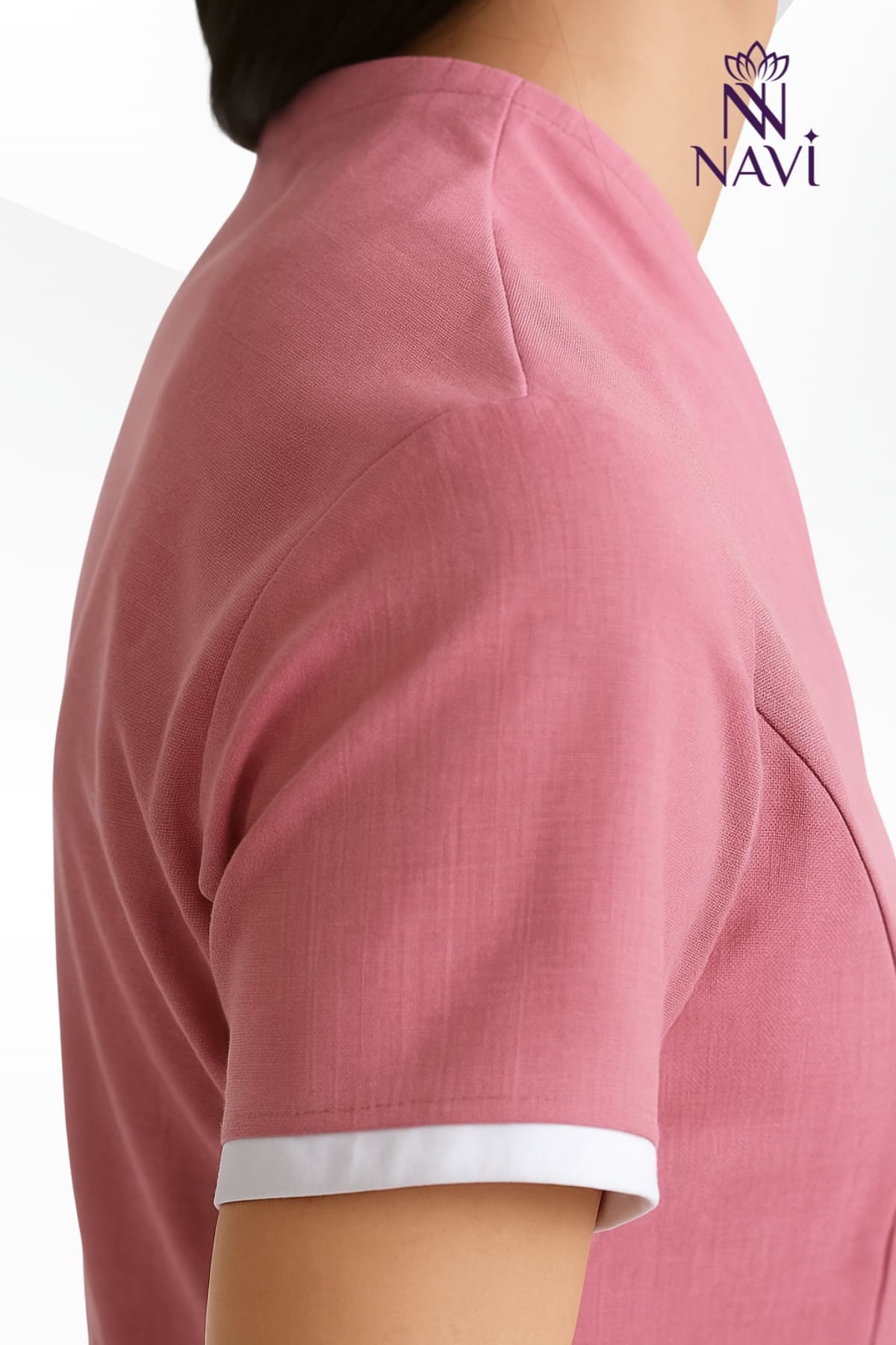 bo-scrubs-mau-rose-phoi-vien-nhe-nhang-navi Bộ scrubs nữ màu rose phối viền NAVI
