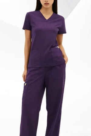 Bộ scrubs cổ tim màu tím NAVI