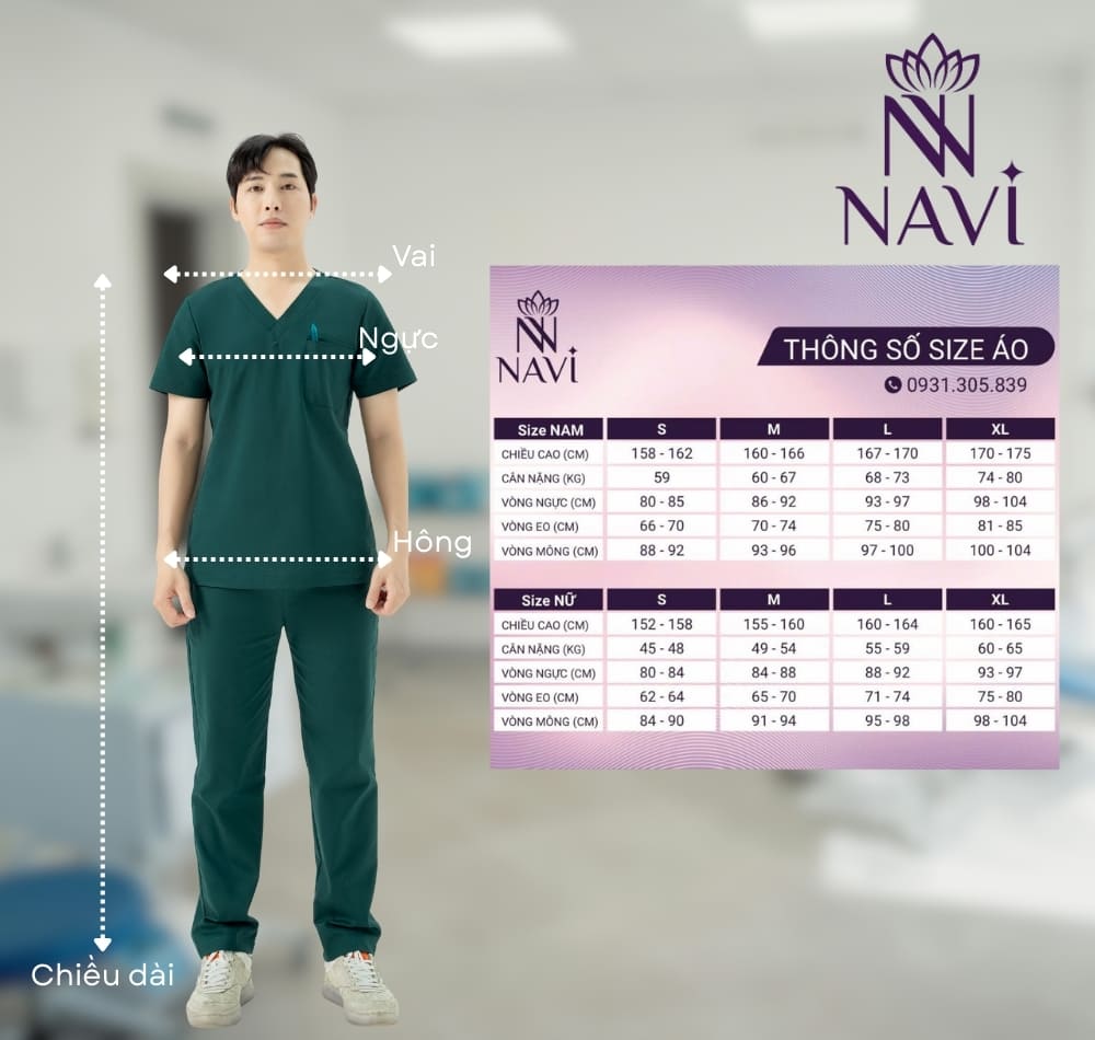Đo size càng chi tiết bộ scrubs mặc lên càng vừa người