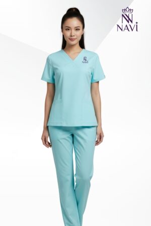 Bộ scrubs xanh mint cổ tim NAVI