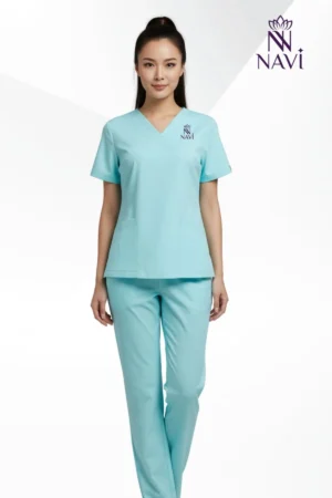 Bộ scrubs xanh mint cổ tim NAVI