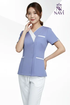 Bộ scrubs xanh phối viền cổ tim NAVI