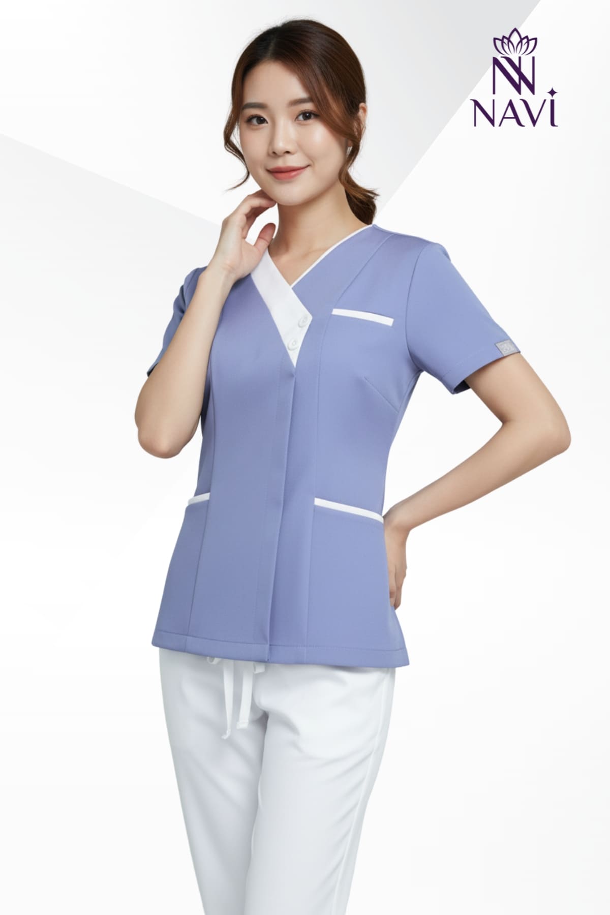 bo-scrubs-xanh-phoi-vien-navi Bộ scrubs xanh phối viền cổ tim NAVI