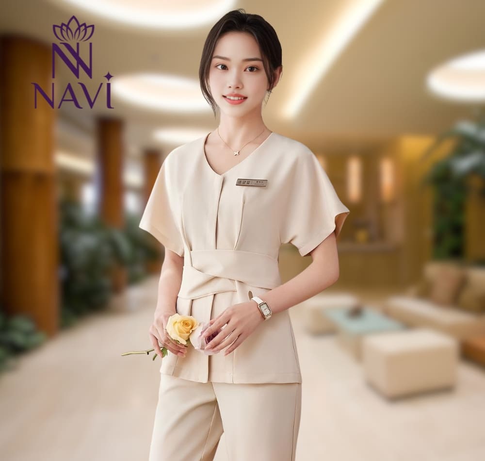 Vải may đồng phục spa đẹp, nhiều mẫu đẹp