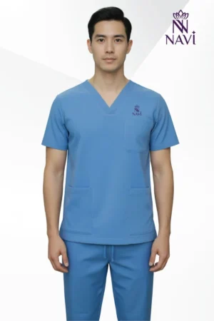 Bộ scrubs nam xanh dương thiết kế tối giản, hỗ trợ tối đa quá trình làm việc