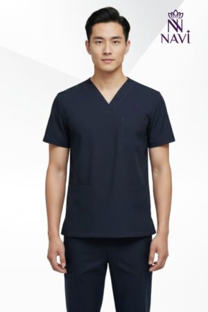 Bộ scrubs nam xanh navy gài nút thiết kế tinh tế, đẹp