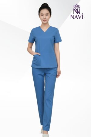 Bộ scrubs nữ màu xanh dương đơn giản, thoải mái NAVI