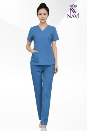 Bộ scrubs nữ màu xanh dương đơn giản, thoải mái NAVI