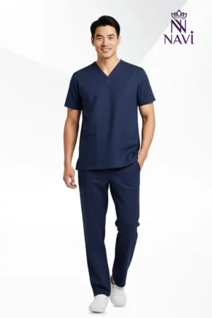 Bộ scrubs nam xanh navy cổ tim