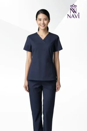 Bộ scrubs nữ cổ tim xanh navy