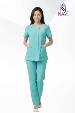 Bộ scrubs nữ màu mint phối xám NAVI