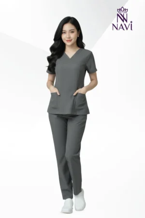 Bộ scrubs nữ xám than đậm đẹp NAVI