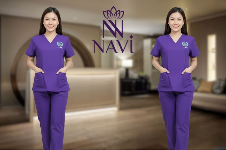 Dự án bộ scrubs bệnh viện màu tím đẹp, chất lượng