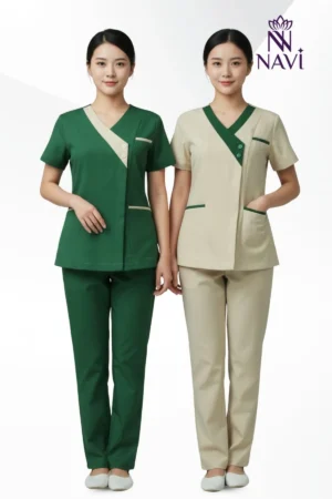 Bộ scrubs nữ spa phối viền đẹp NAVI