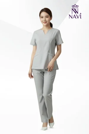 Đồng phục scrubs spa nữ thiết kế cổ xẻ đẹp NAVI