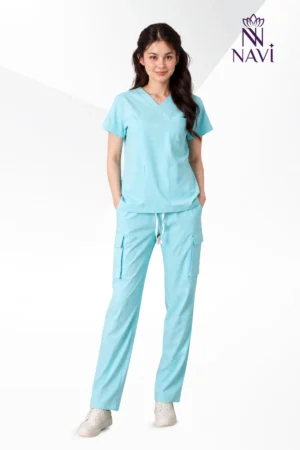 Bộ kỹ thuật viên nữ màu xanh ngọc trẻ trung, đẹp, chuẩn quy định
